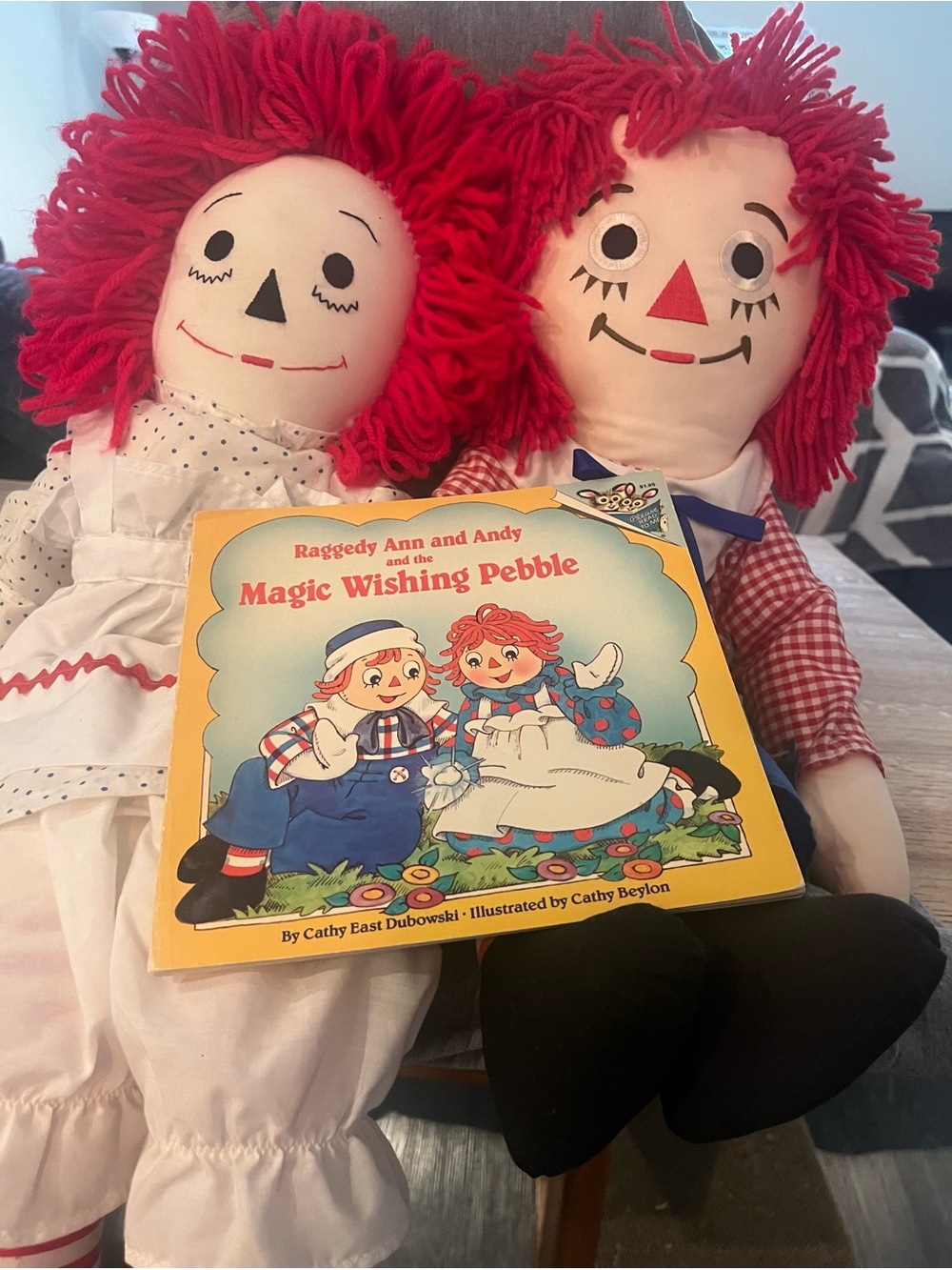 Raggedy Ann & Andy Dolls with 'Magic Wishing Pebble' Book